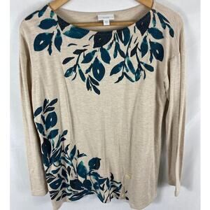 J Jill Pure Jill Floral Long Sleeve Top Size Small